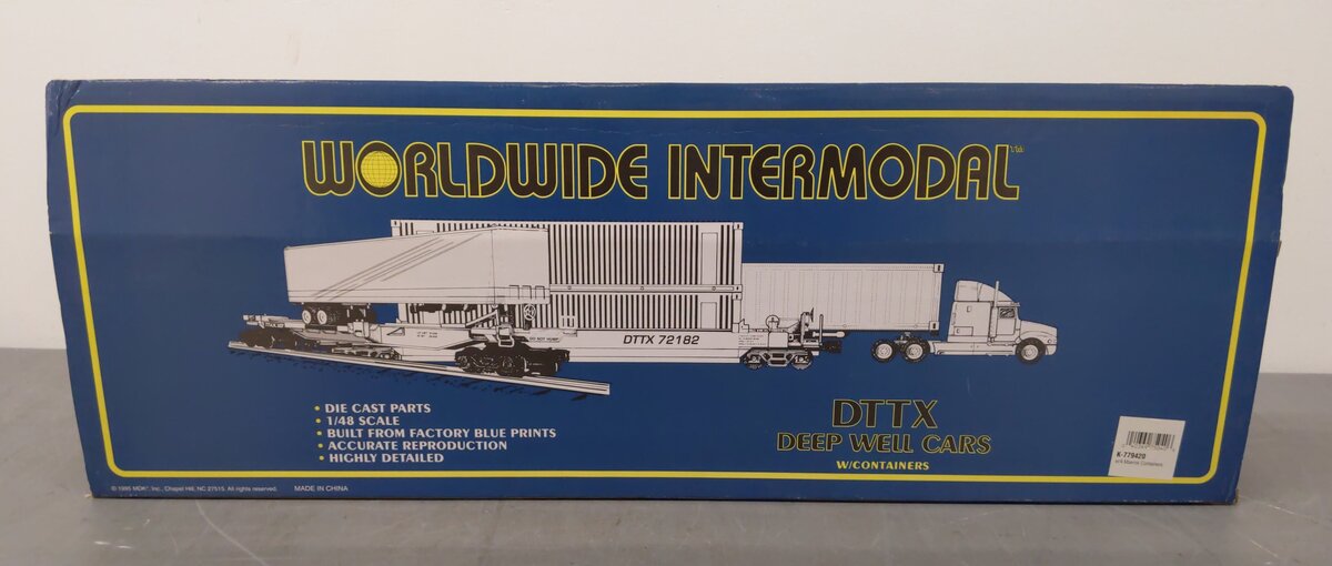 K-Line K779420 O Gauge DTTX Deep Well Car W/ 4 Maersk Containers EX/Box