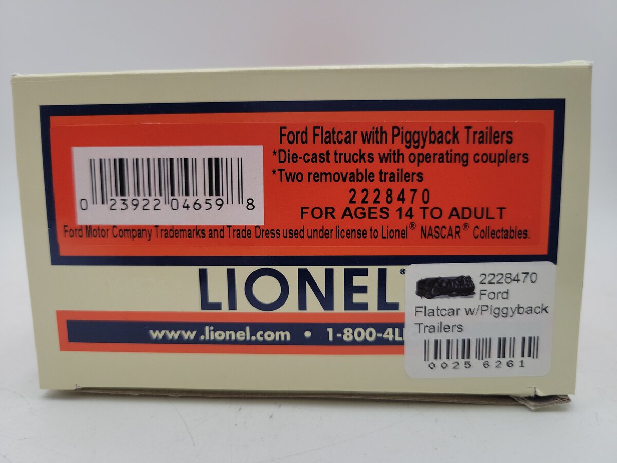 Lionel 2228470 O Gauge Ford Flatcar with Piggyback Trailers EX/Box