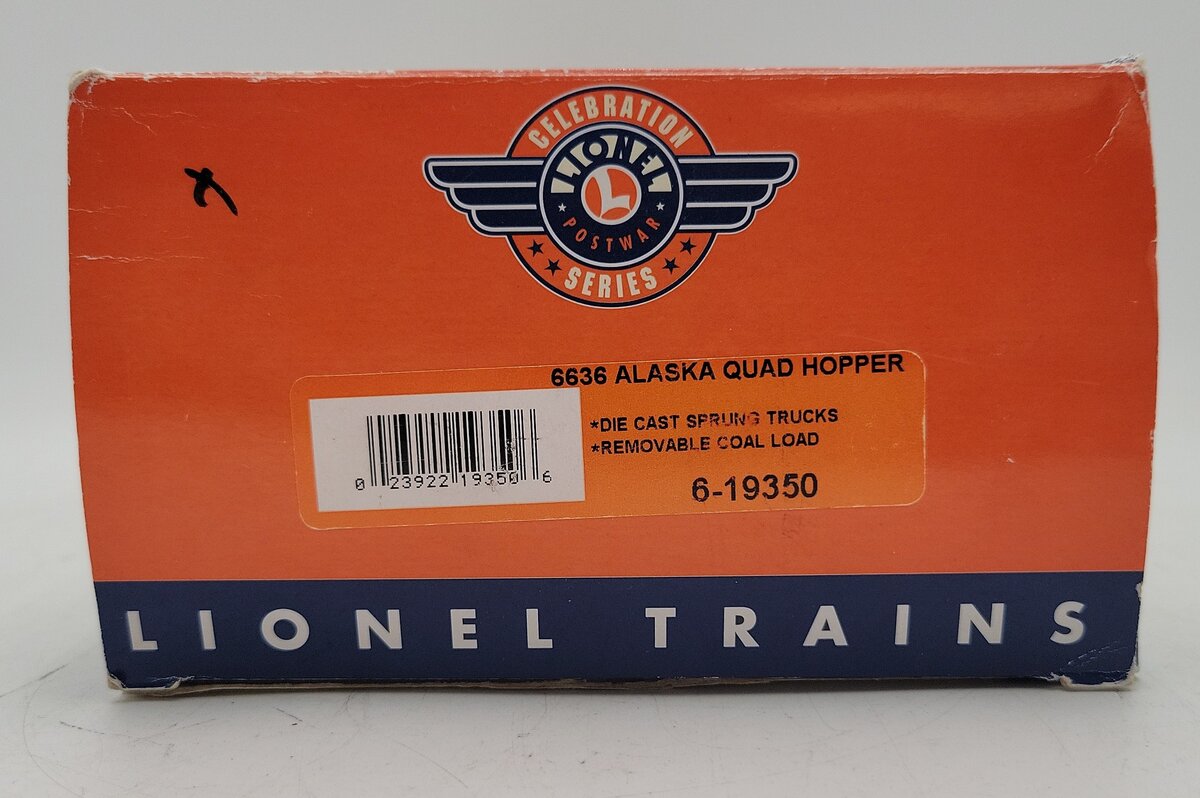 Lionel 6-19350 O Gauge PWC Alaska Quad Hopper #6636 LN/Box