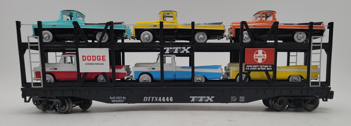 Menards 279-3912 O TXX Auto Carrier w/ Six Cars #4646 VG