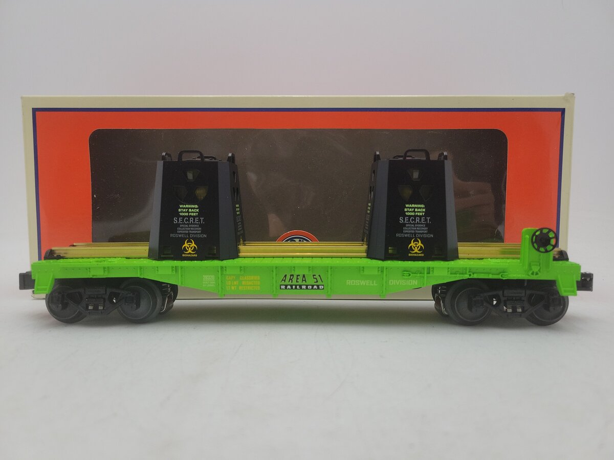 Lionel 2028320 O Gauge Area 51 Alien Radioactive Flatcar EX/Box