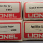Lionel O Gauge Assorted Freight Cars: #9708, #9711, #9771, #9266 [4] LN/Box