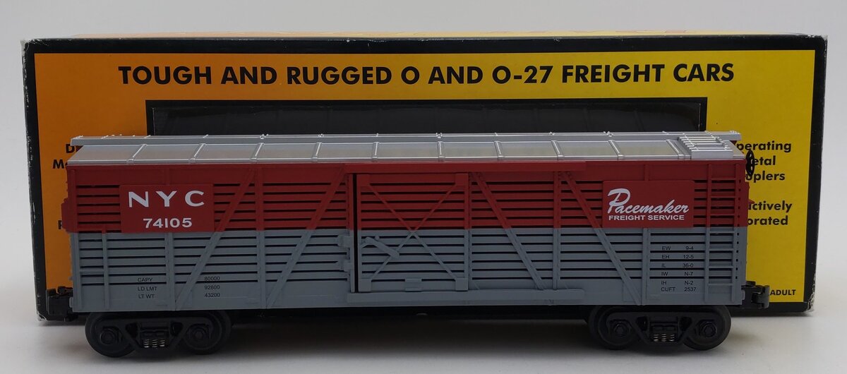 MTH 30-7112 O Gauge New York Central Pacemaker Stock Car #74105 LN/Box