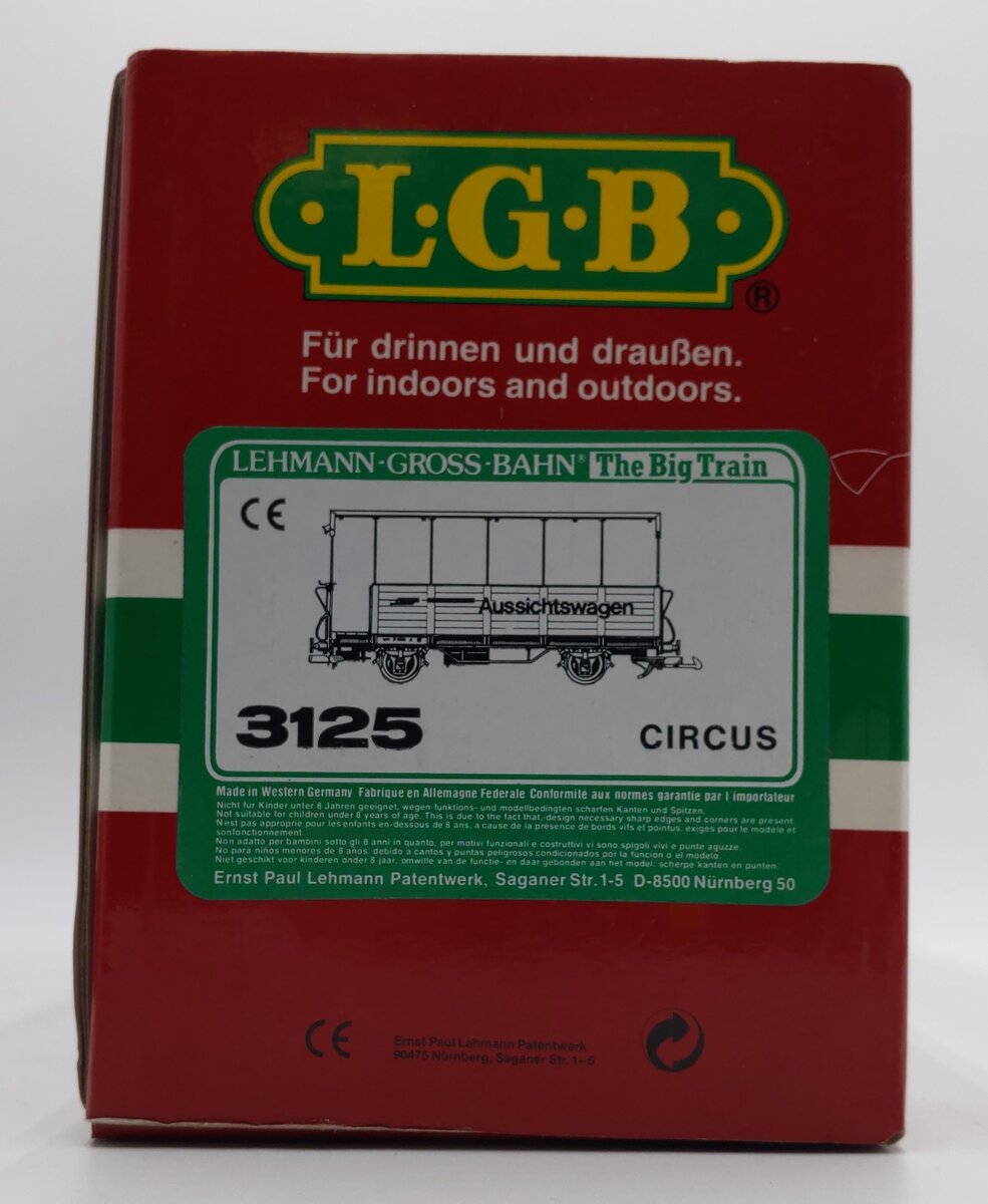 LGB 3125 G Scale Open Air Circus Passenger Car EX/Box