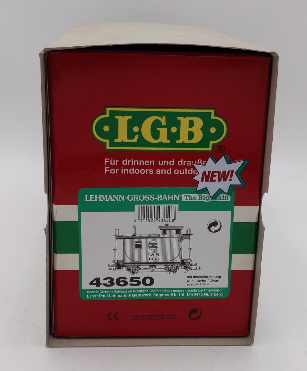 LGB 43650 G Scale Colorado & Southern Short Yellow Caboose #1003 LN/Box