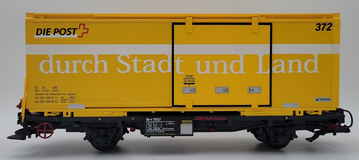 LGB 47892 G Scale RhB Post Container Car #372 LN/Box
