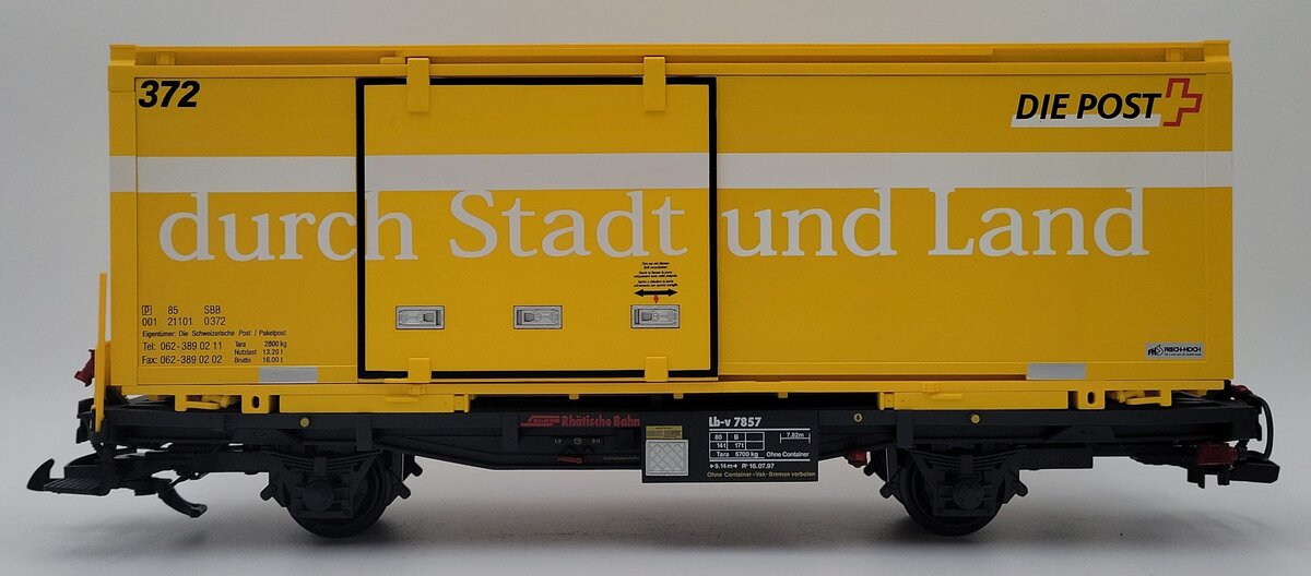 LGB 47892 G Scale RhB Post Container Car #372 LN/Box