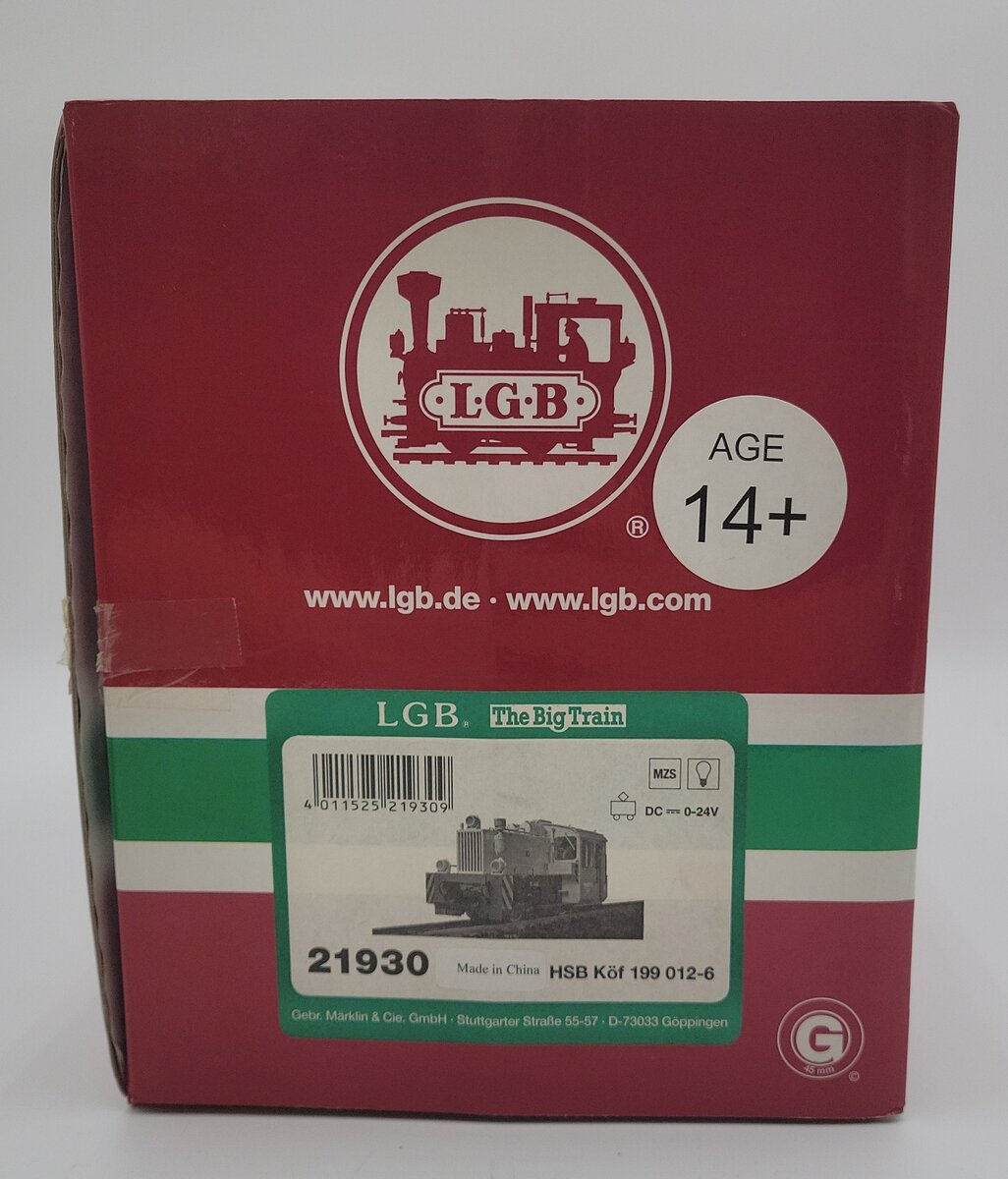 LGB 21930 G Scale Loco HSB Kof #199012-6 VG/Box