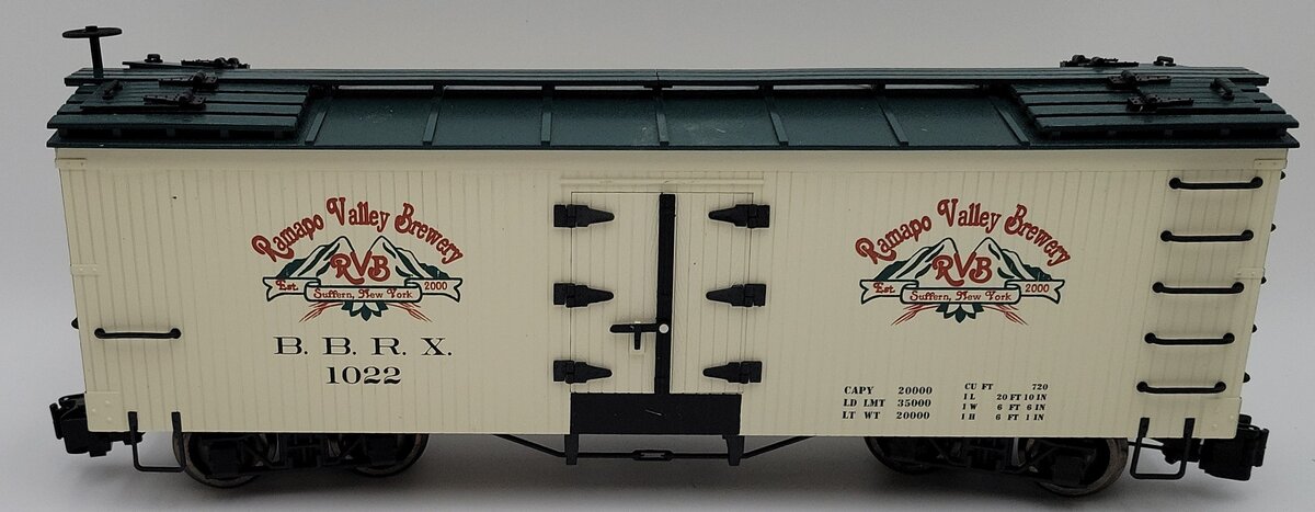 Bachmann 98691 G Scale Rampo Valley Brewery Refrigerator Car - Metal Wheels LN/Box