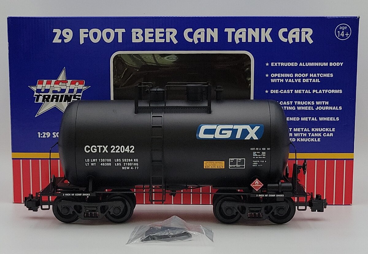 USA Trains R15214 G Canadian General Transport Beer Can Tank Car (Black)  EX/Box