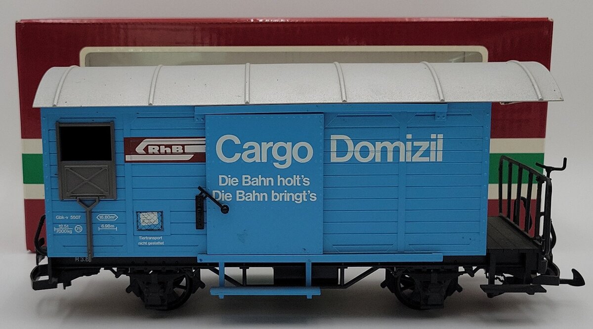 LGB 4127 G Scale Rhaetian Railway (RhB) Cargo Domizil Boxcar EX/Box