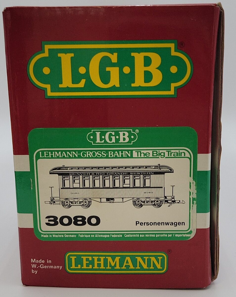 LGB 3080 G Scale Denver & Rio Grande Western Passenger Car #3080 [Metal Wheels] EX/Box