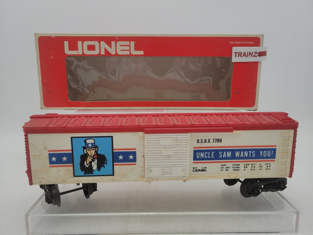 Lionel 6-7700 O Gauge Uncle Sam Wants You! U.S.O.X. 7700 Boxcar VG/Box