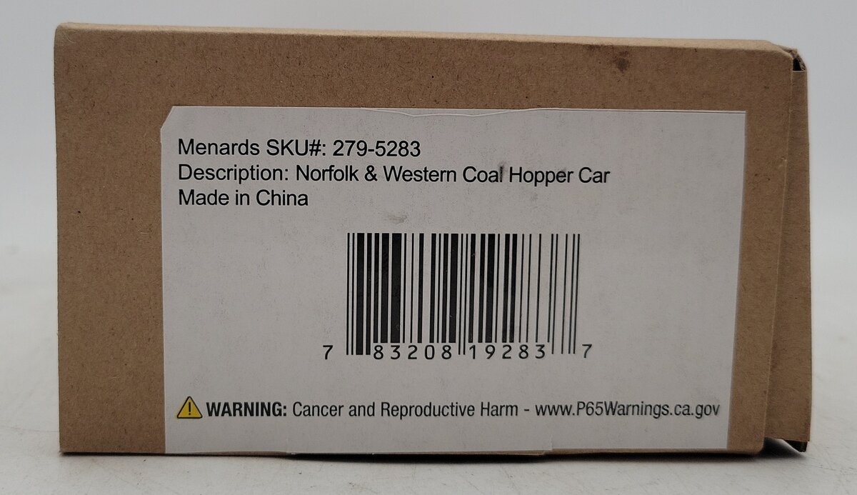 Menards 279-5283 O27 Norfolk & Western Coal Hopper Car #3905 NIB