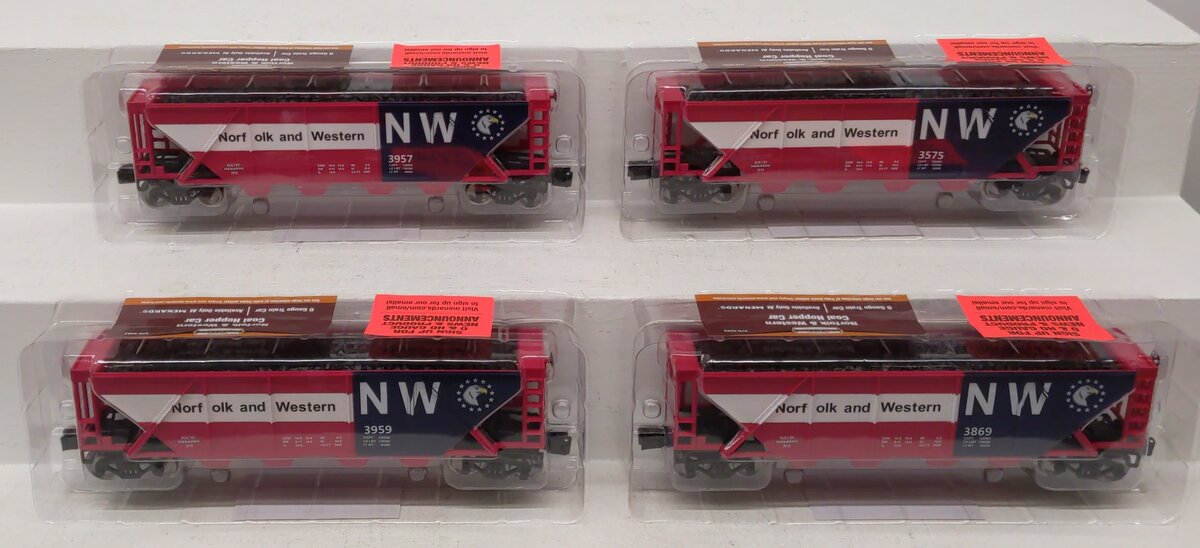 Menards 279-5283 O N&W Coal Hopper Cars: #3869, #3575,#3959, #3957 [4] NIB