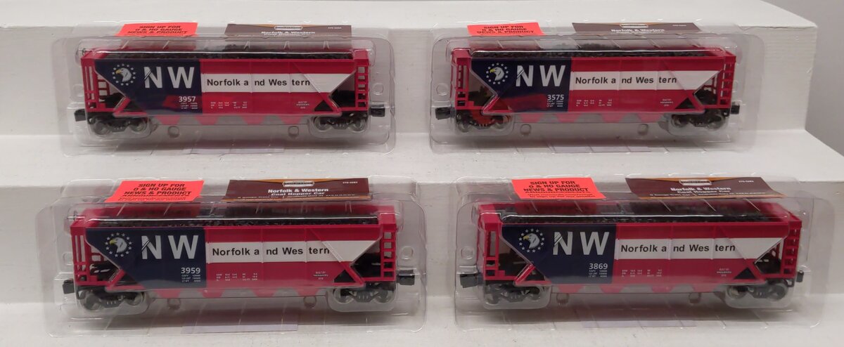Menards 279-5283 O N&W Coal Hopper Cars: #3869, #3575,#3959, #3957 [4] NIB