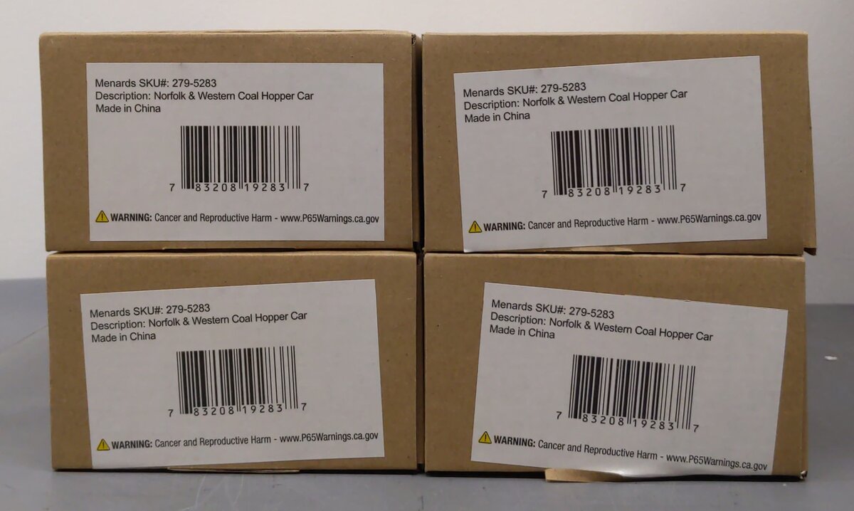 Menards 279-5283 O N&W Coal Hopper Cars: #3869, #3575,#3959, #3957 [4] NIB