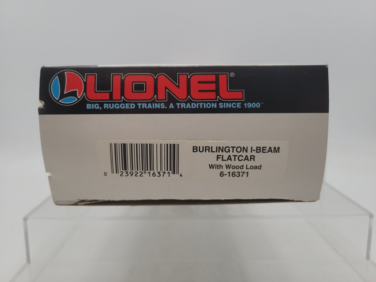 Lionel 6-16371 O Gauge Burlington Northern I-Beam Flat Car #16371 w/Wood Load VG/Box