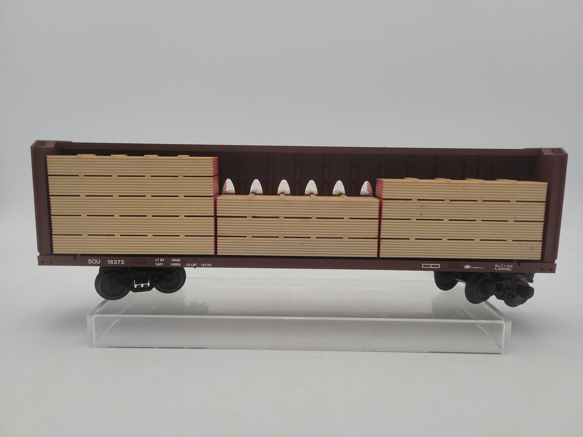 Lionel 6-16371 O Gauge Burlington Northern I-Beam Flat Car #16371 w/Wood Load VG/Box