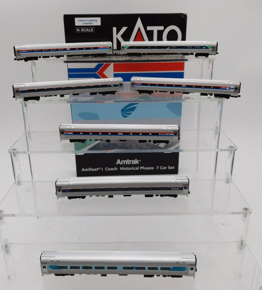 Kato 106-105-1 N Scale Amtrak Amfleet I Coach 7 Car Set EX/Box