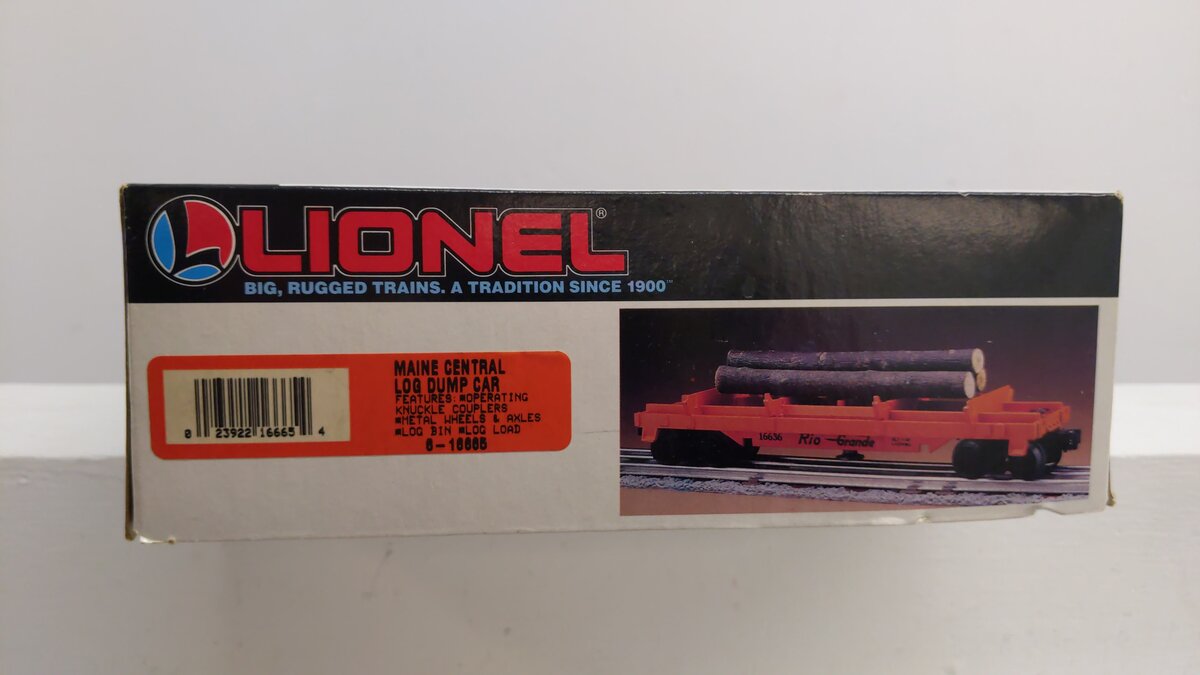 Lionel 6-16665 O / O27 Gauge Maine Central Log Dump Car with 3 Loads  #16665 VG/Box