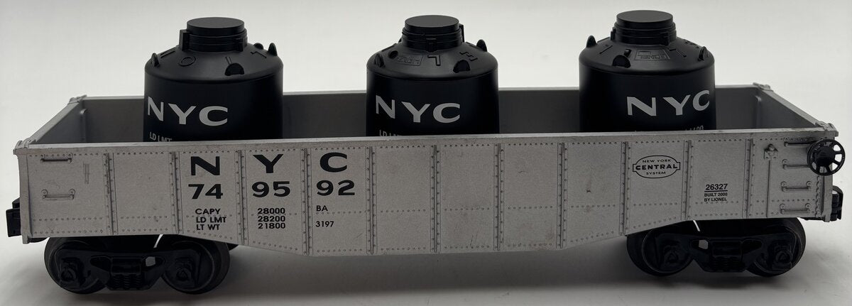 Lionel 6-26327 O Gauge New York Central Gondola w/Canisters #749592 EX