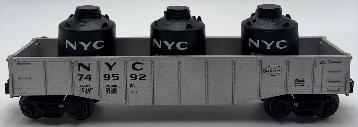 Lionel 6-26327 O Gauge New York Central Gondola w/Canisters #749592 EX