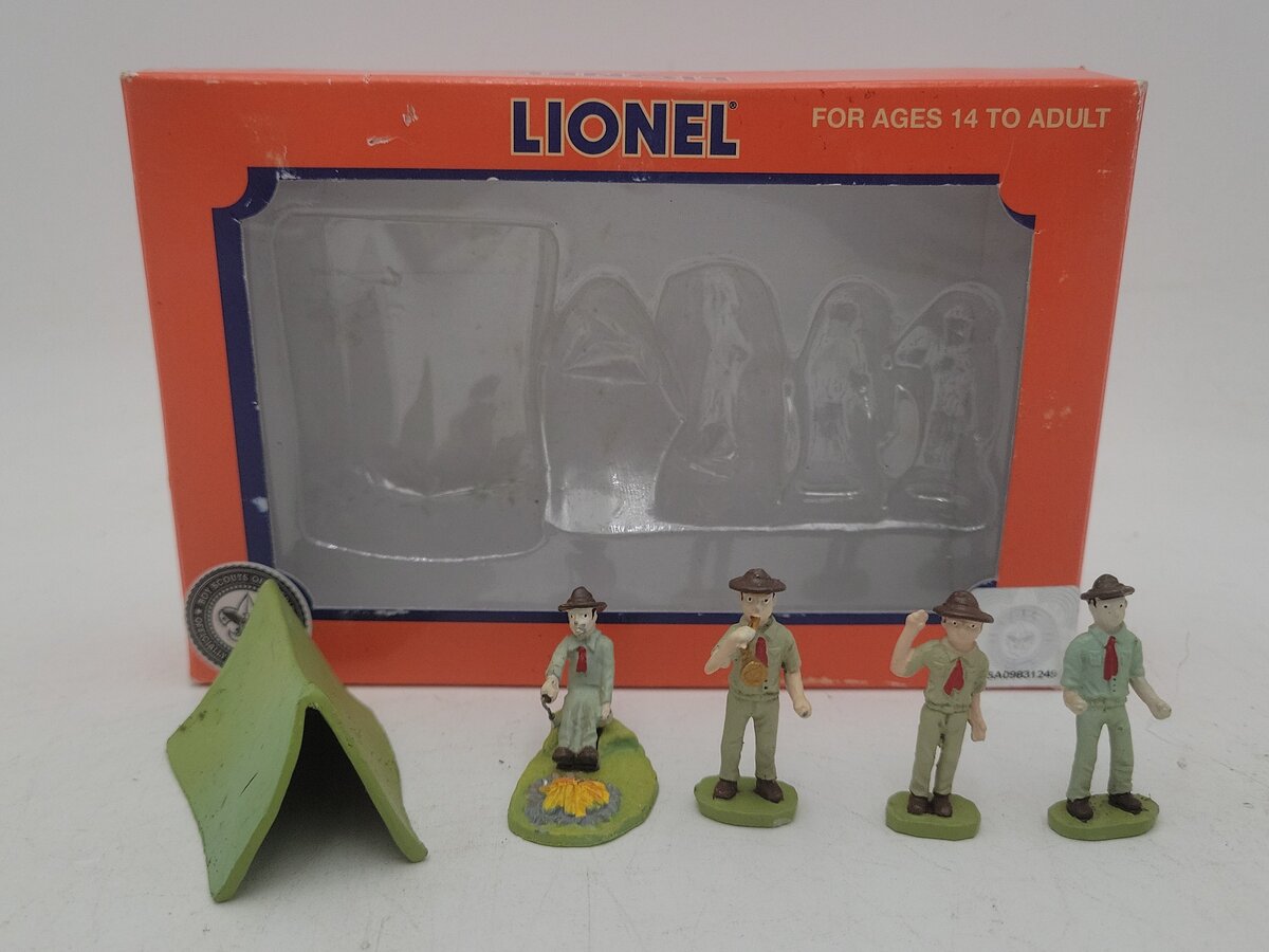 Lionel 6-37828 O Vintage Boy Scouts Hand-Painted Figures With Tent (Set of 4) VG/Box
