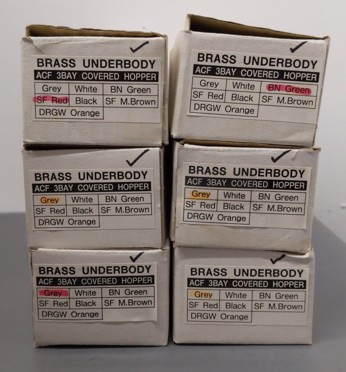 Pecos River Brass O Scale Brass Assorted Hopper Car Underbodies [6] (2-Rail) EX/Box