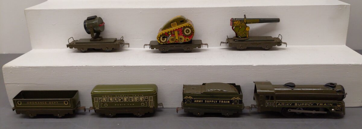 Marx 500 Vintage O Gauge Marlines Army Supply Military Train Steam Set VG/Box
