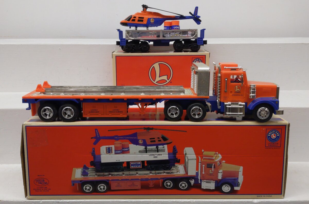 Lionel TMT-18418 O Flatbed Toy Truck & Operating Helicopter Car/Box