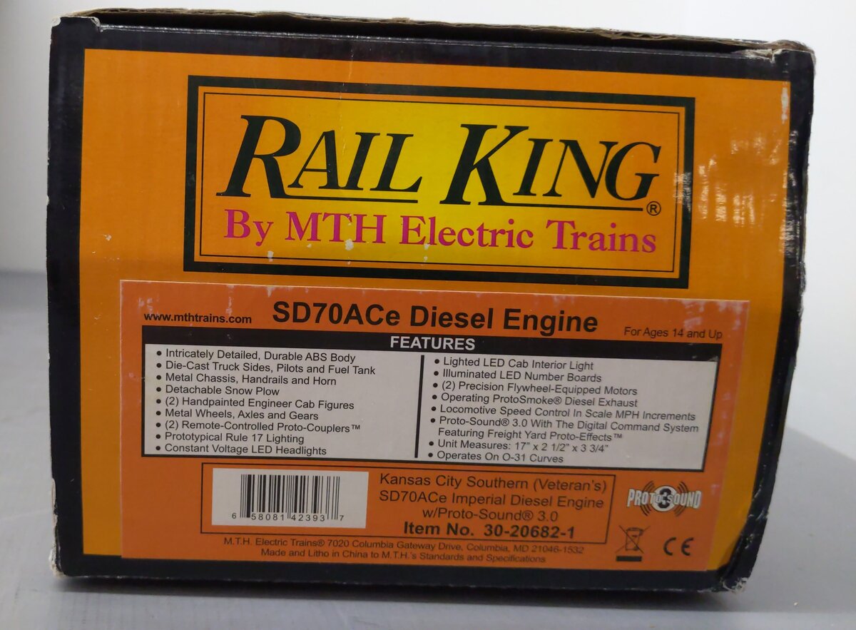 MTH 30-20682-1 KCS SD70ACe Imperial Diesel Engine w/PS 3.0 #4006 EX/Box
