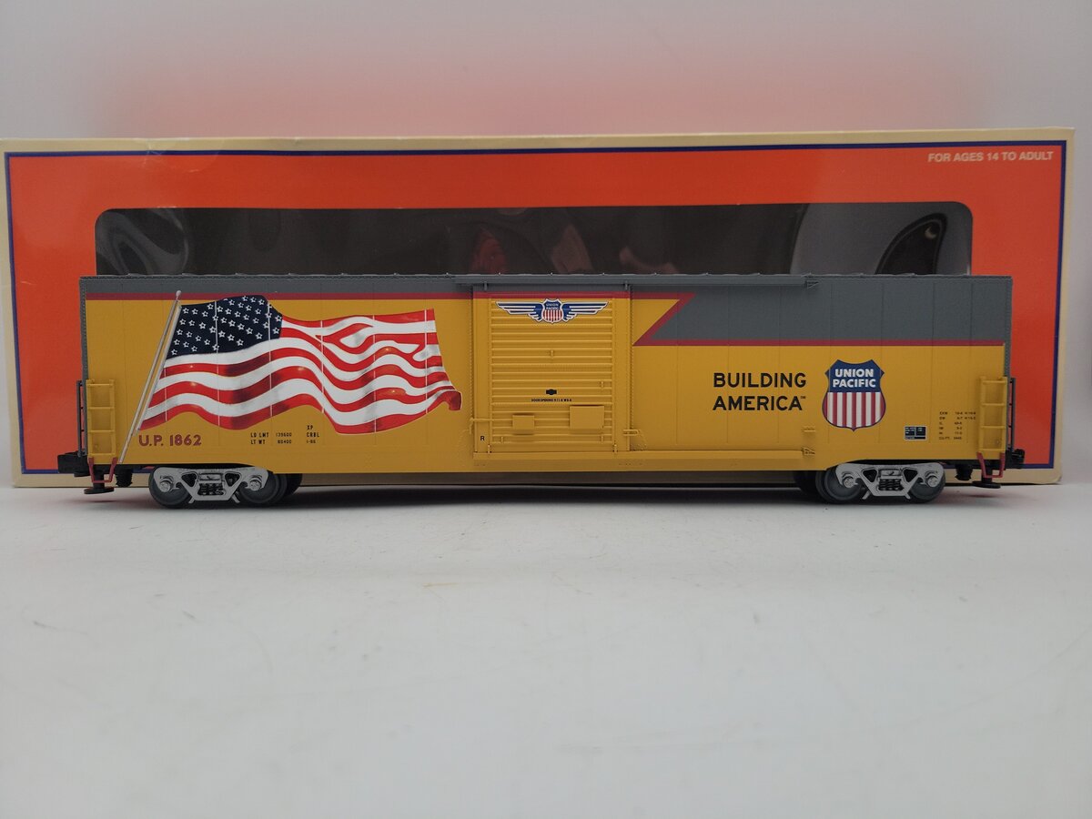 Lionel 6-85401 O Union Pacific Yellow / Gray LED Flag Boxcar #1862 LN/Box