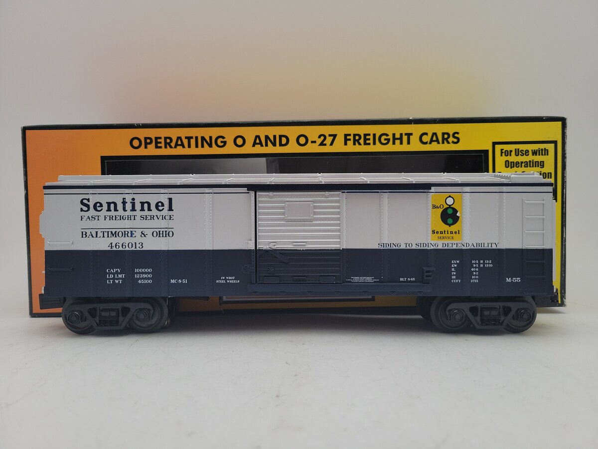 MTH 30-79379 O B&O Operating Boxcar w/Signal Man EX/Box