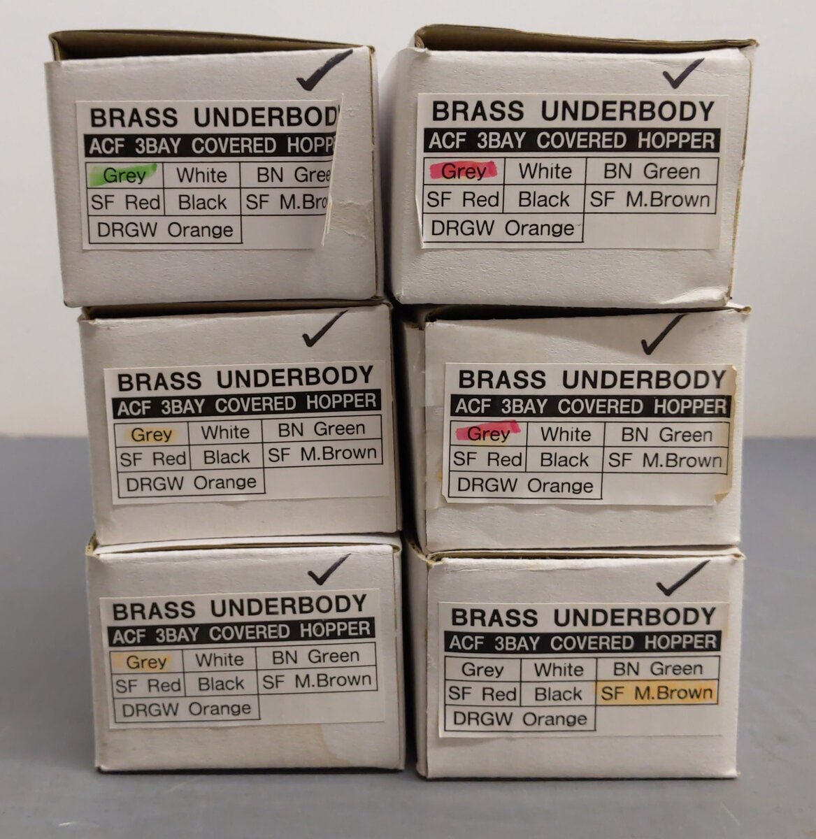Pecos River Brass O Scale Brass Assorted Hopper Car Underbodies [6] (2-Rail) LN/Box