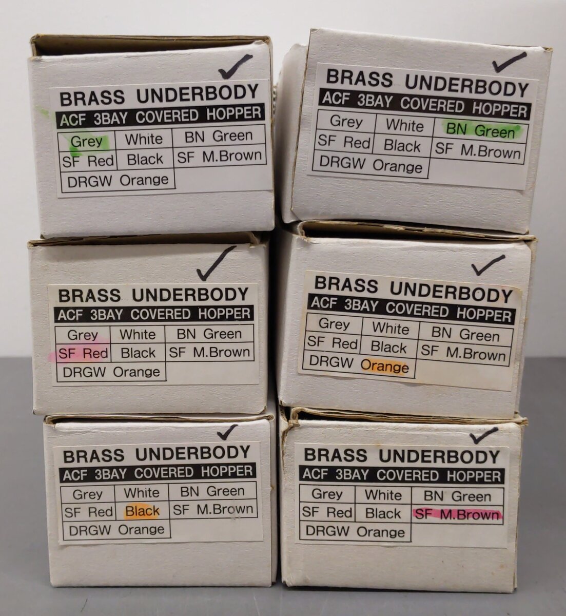 Pecos River Brass O Scale Brass Assorted Hopper Car Underbodies [6] (2-Rail) EX/Box