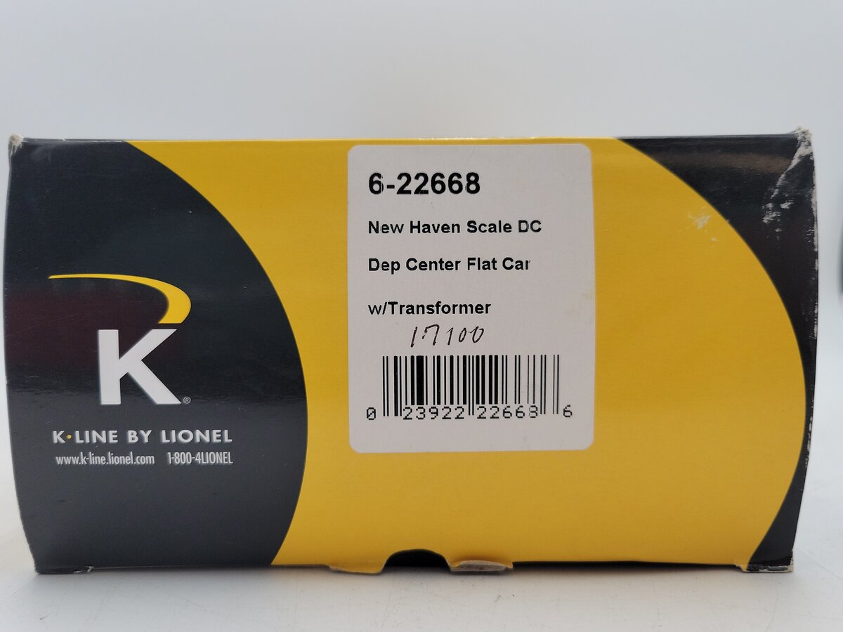 K-Line 6-22668 O Gauge New Haven Scale DC Flat Car With Transformer 17100 EX/Box