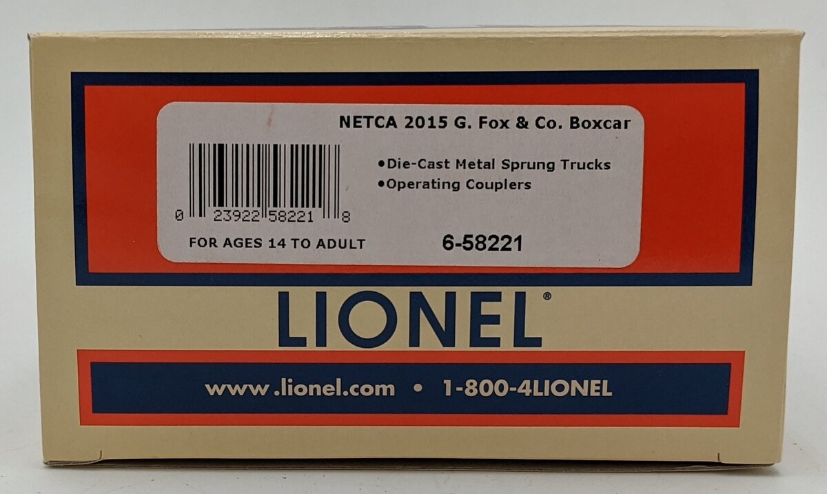Lionel 6-58221 O Gauge NETCA 2015 Fox & Co. Boxcar #58221 LN/Box