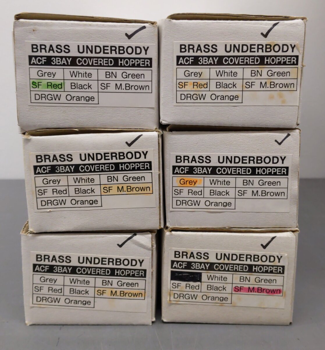 Pecos River Brass O Scale Brass Assorted Hopper Car Underbodies [6] (2-Rail) EX/Box