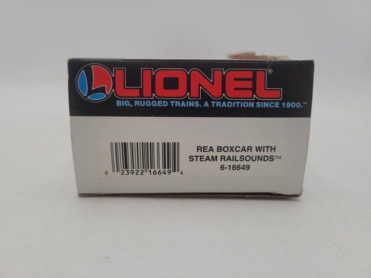 Lionel 6-16649 O Gauge REA Boxcar #16649 with Steam Railsounds VG/Box