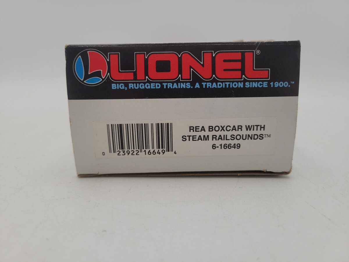 Lionel 6-16649 O Gauge REA Boxcar #16649 with Steam Railsounds VG/Box