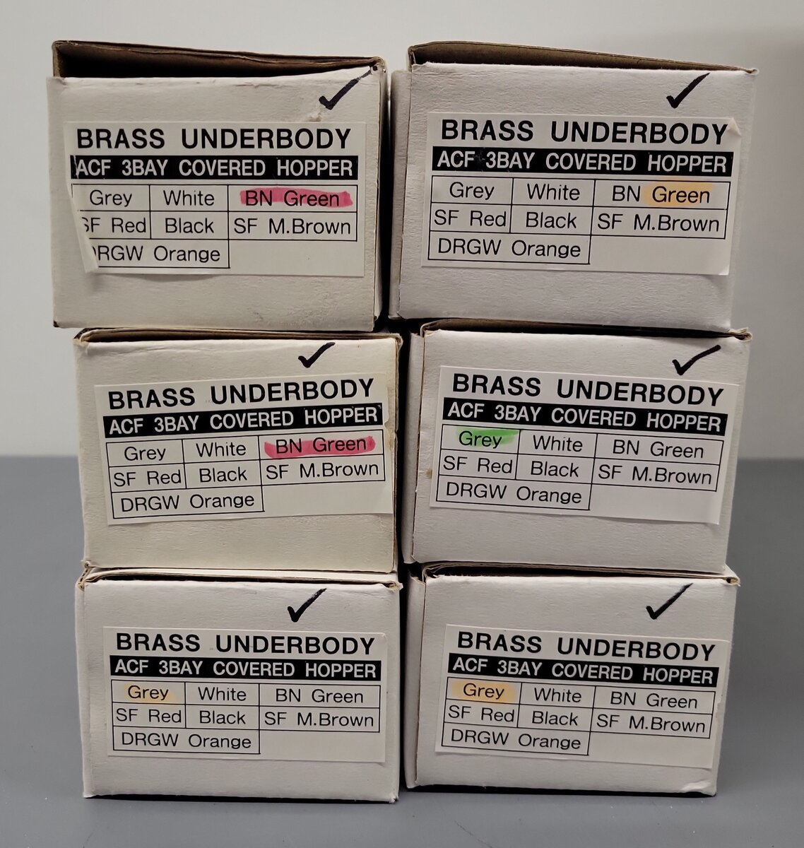 Pecos River Brass O Scale Brass Assorted Hopper Car Underbodies [6] (2-Rail) LN/Box