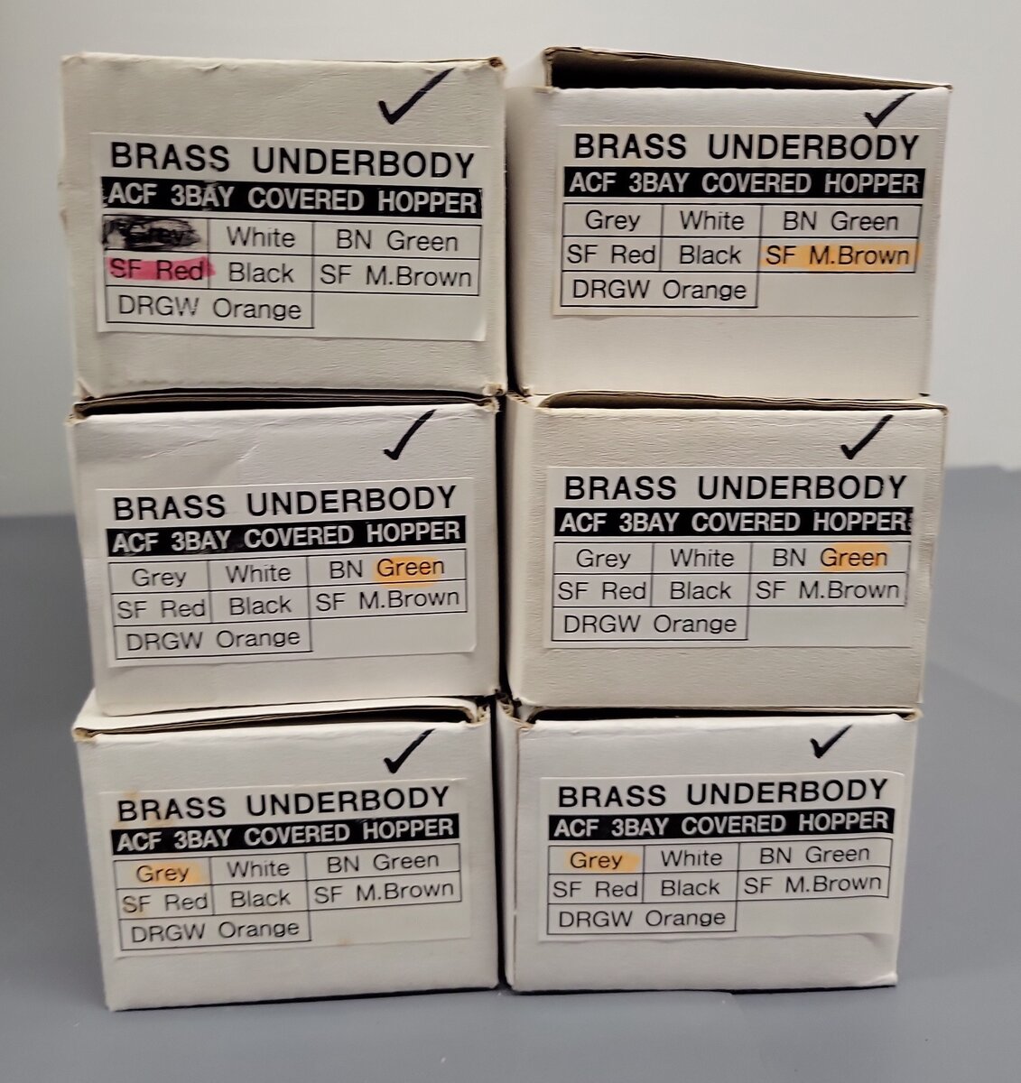 Pecos River Brass O Scale Brass Assorted Hopper Car Underbodies [6] (2-Rail) EX/Box