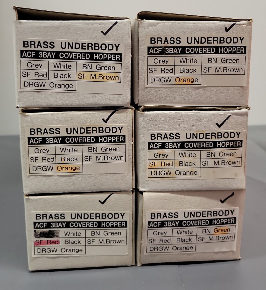 Pecos River Brass O Scale Brass Assorted Hopper Car Underbodies [6] (2-Rail) EX/Box