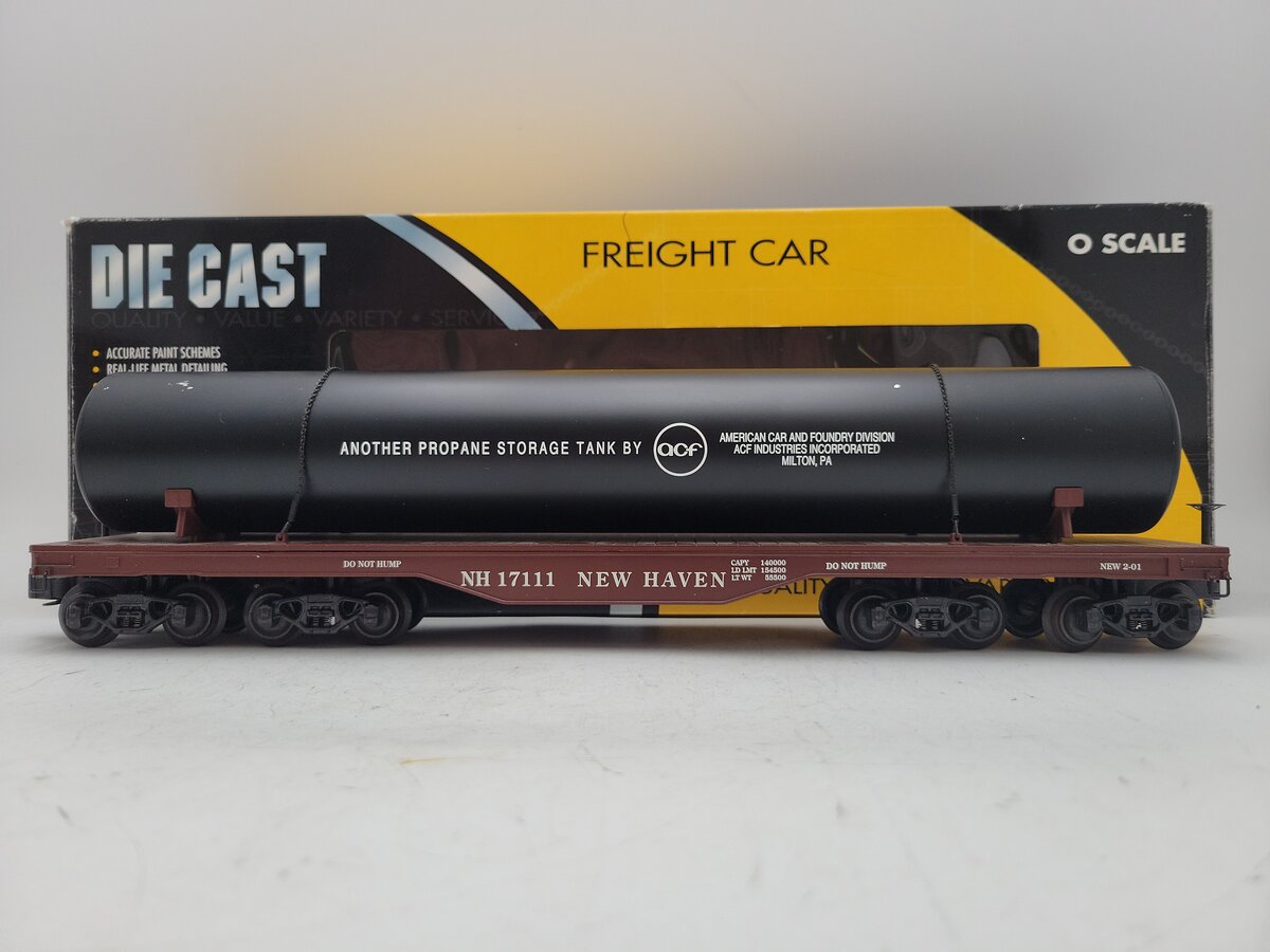 K-Line K693-1791 O Gauge New Haven 16 Wheel Flatcar w/ Tank VG/Box
