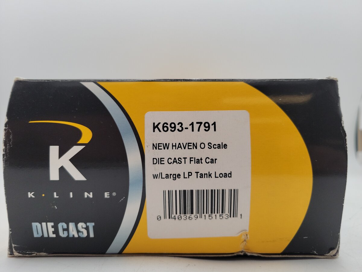 K-Line K693-1791 O Gauge New Haven 16 Wheel Flatcar w/ Tank VG/Box
