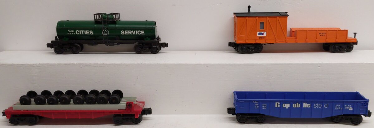 Lionel, MTSI, and MTH O Gauge Assorted Freight Cars: #9136, #9277, #81973 [4] EX