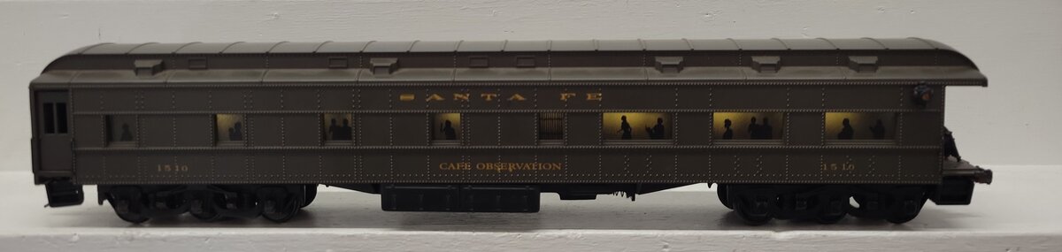 K-Line K1510 Custom O Scale Santa Fe Observation Car- 2 Rail