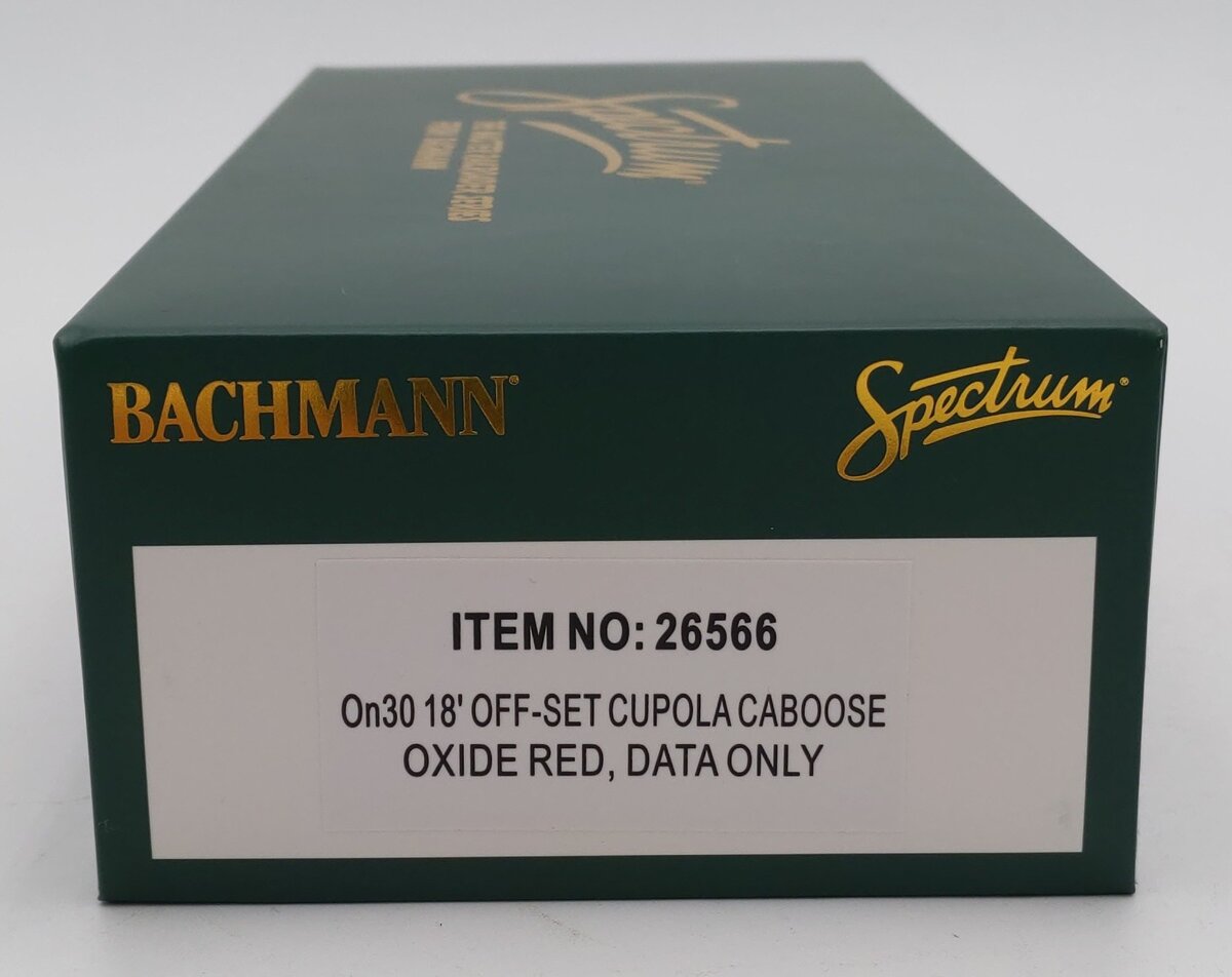 Bachmann 26566 On30 Data Only Oxide Red 18' Off-Set Cupola Caboose LN/Box