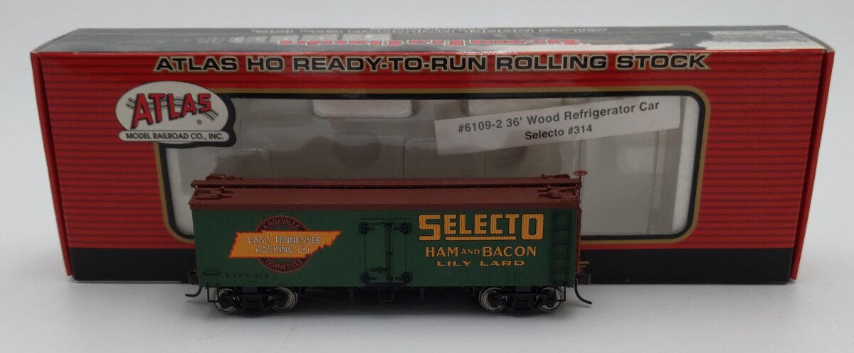 Atlas 6109-2 HO Selecto 36' Wood Refrigerator Car #314 LN/Box